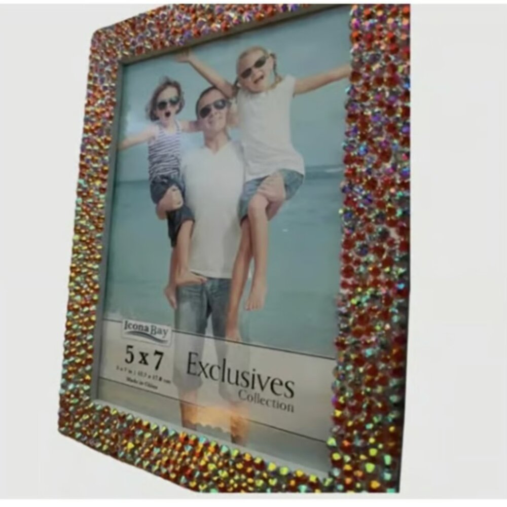 Handmade Iridescent Bling 5x7 Picture Frame Glam Crystal Home Decor